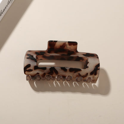 Beau - Glossy Leopard Print Rectangular Claw Clip
