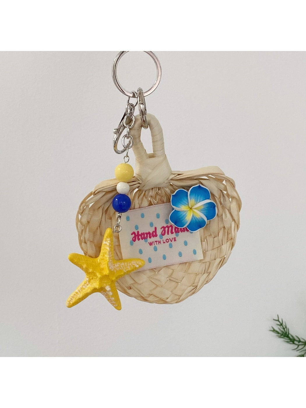 Keypus - Tropical Flower Starfish Fan Shape Keychain