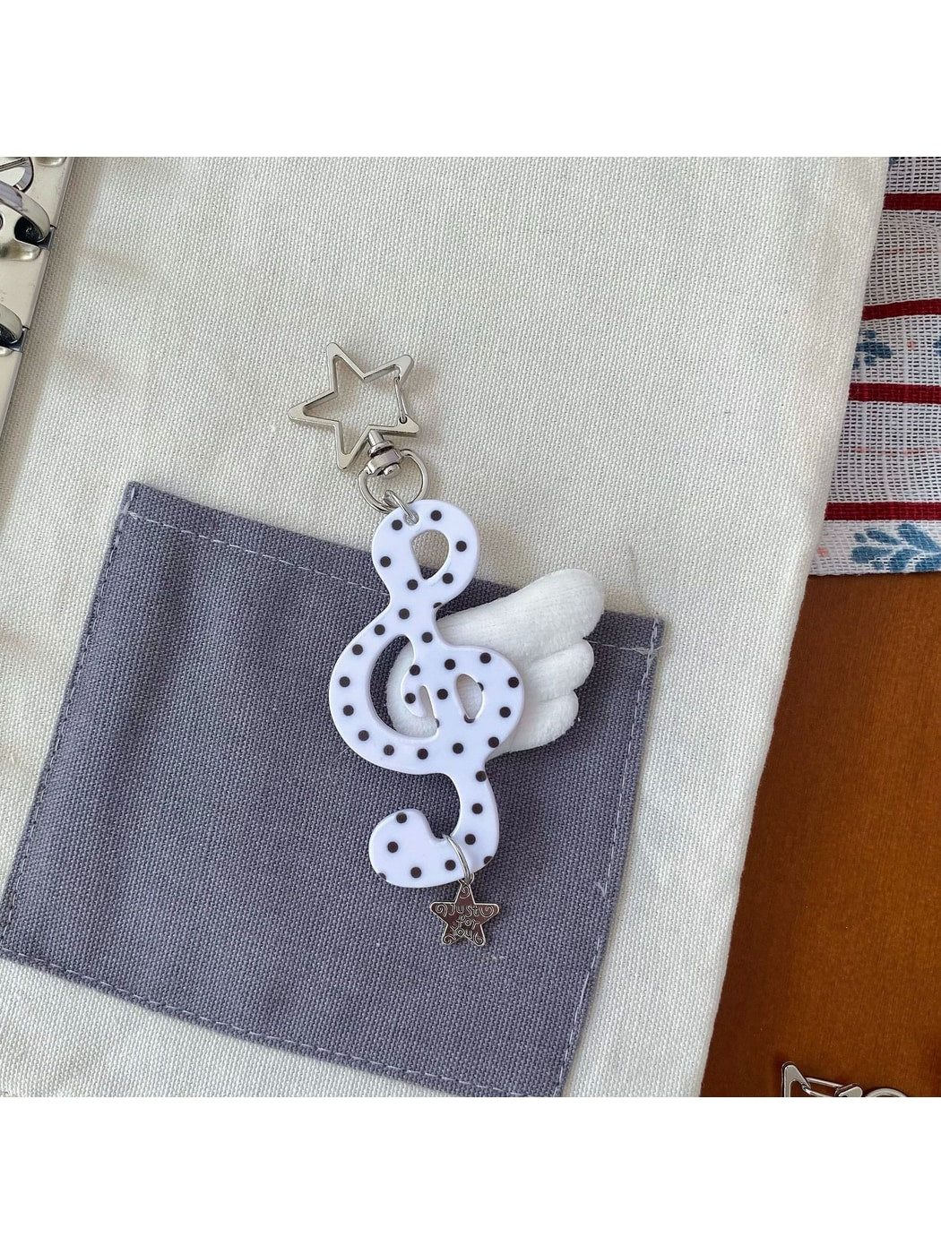 Keypus - Angel Wing Music Note Acrylic Bag Charm Keychain