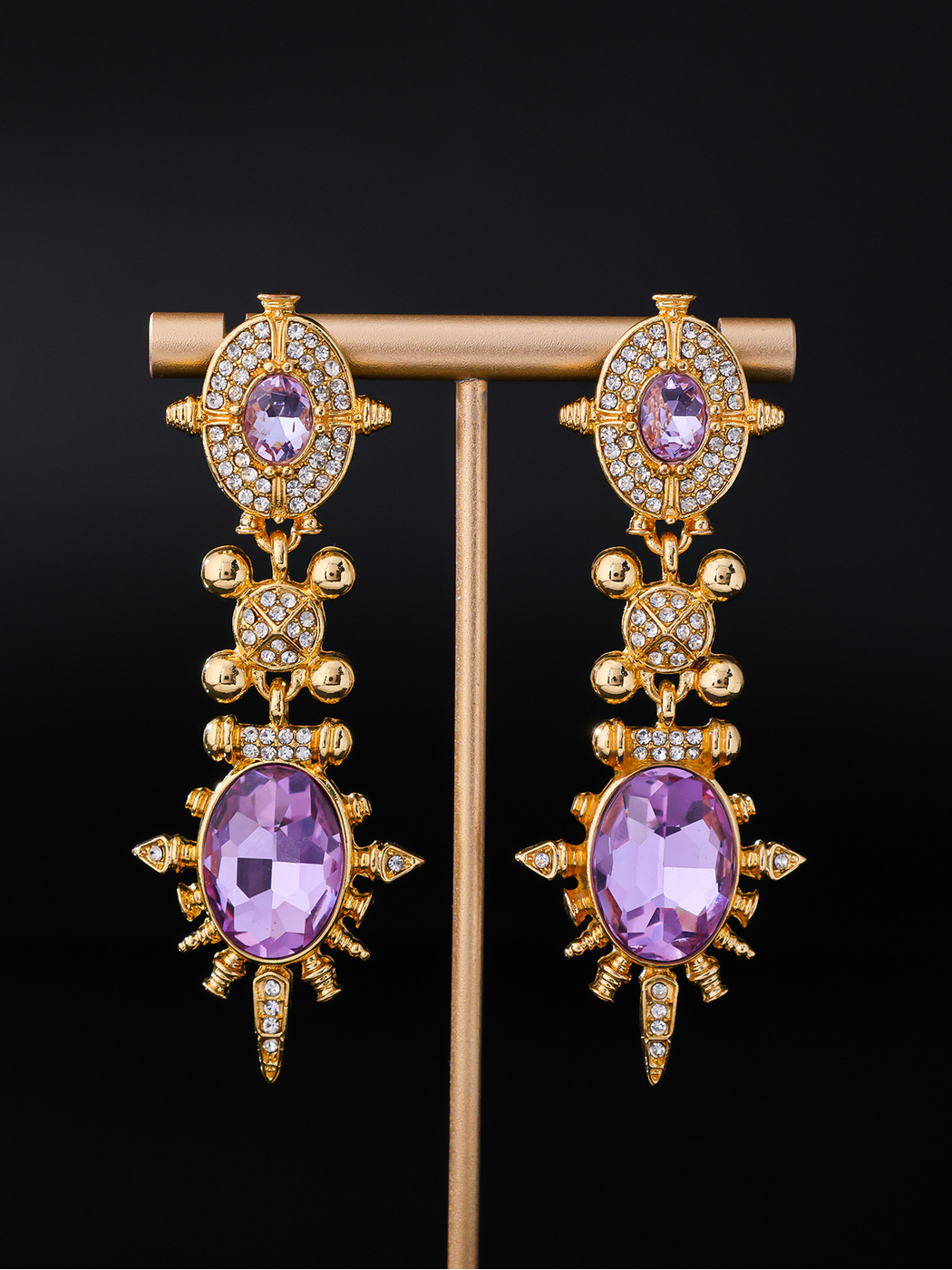 Earedge - Ornate Geometric Drop Style Stud Earrings