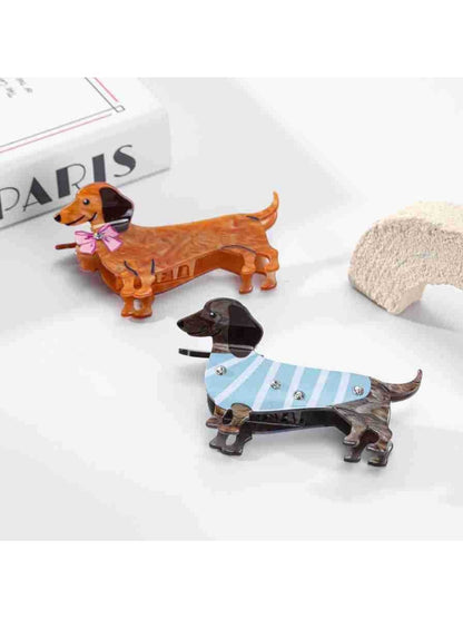 Close-up of Beau puppy hair claw clip showing detailed facial features