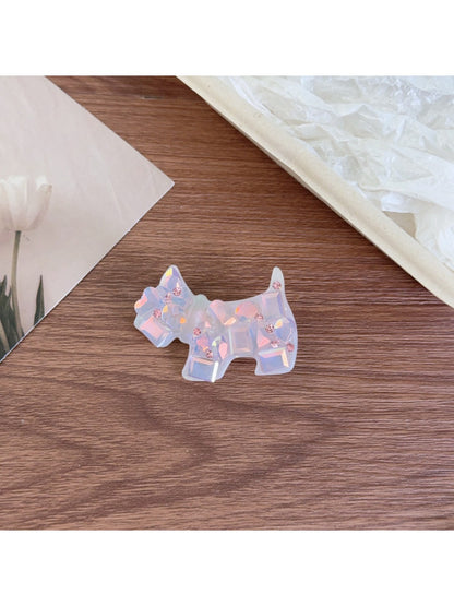Beau acetate puppy hair clip displayed on a white background for clear detail