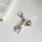Keypus - Silver Tone Heart Bow Alloy Bag Charm Keychain
