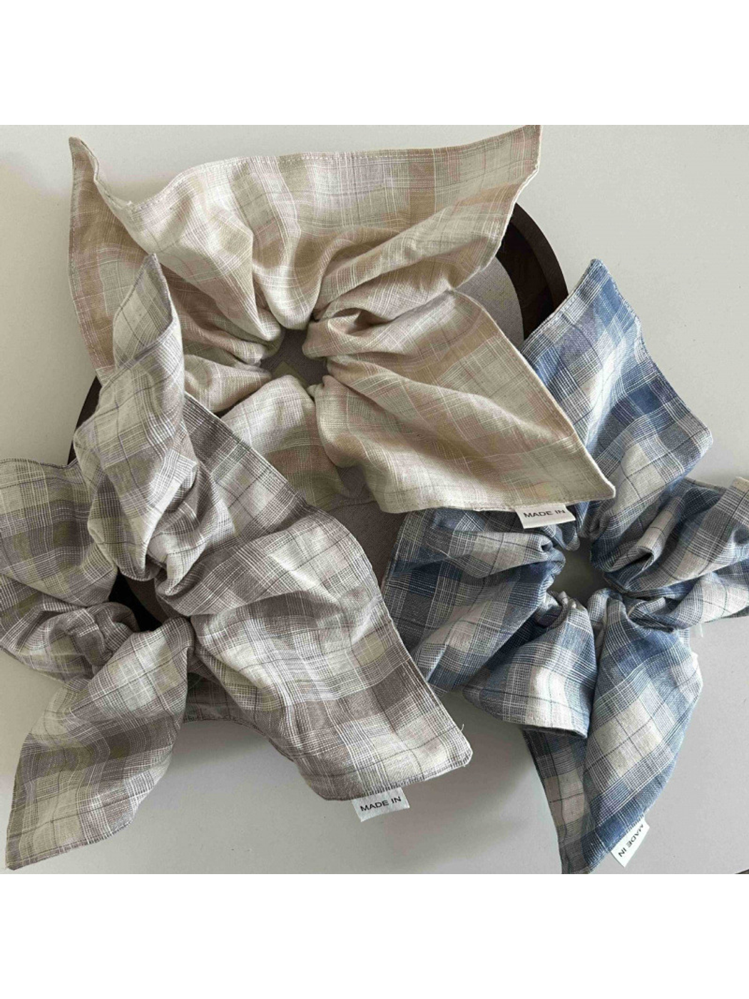 Gifty - Plaid Square Scarf Style Hair Scrunchie