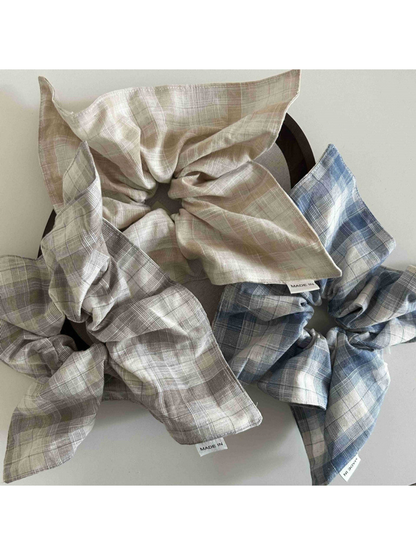 Gifty - Plaid Square Scarf Style Hair Scrunchie