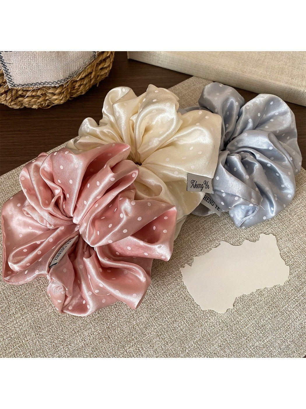 Gifty - Satin Polka-Dotted Scrunchie