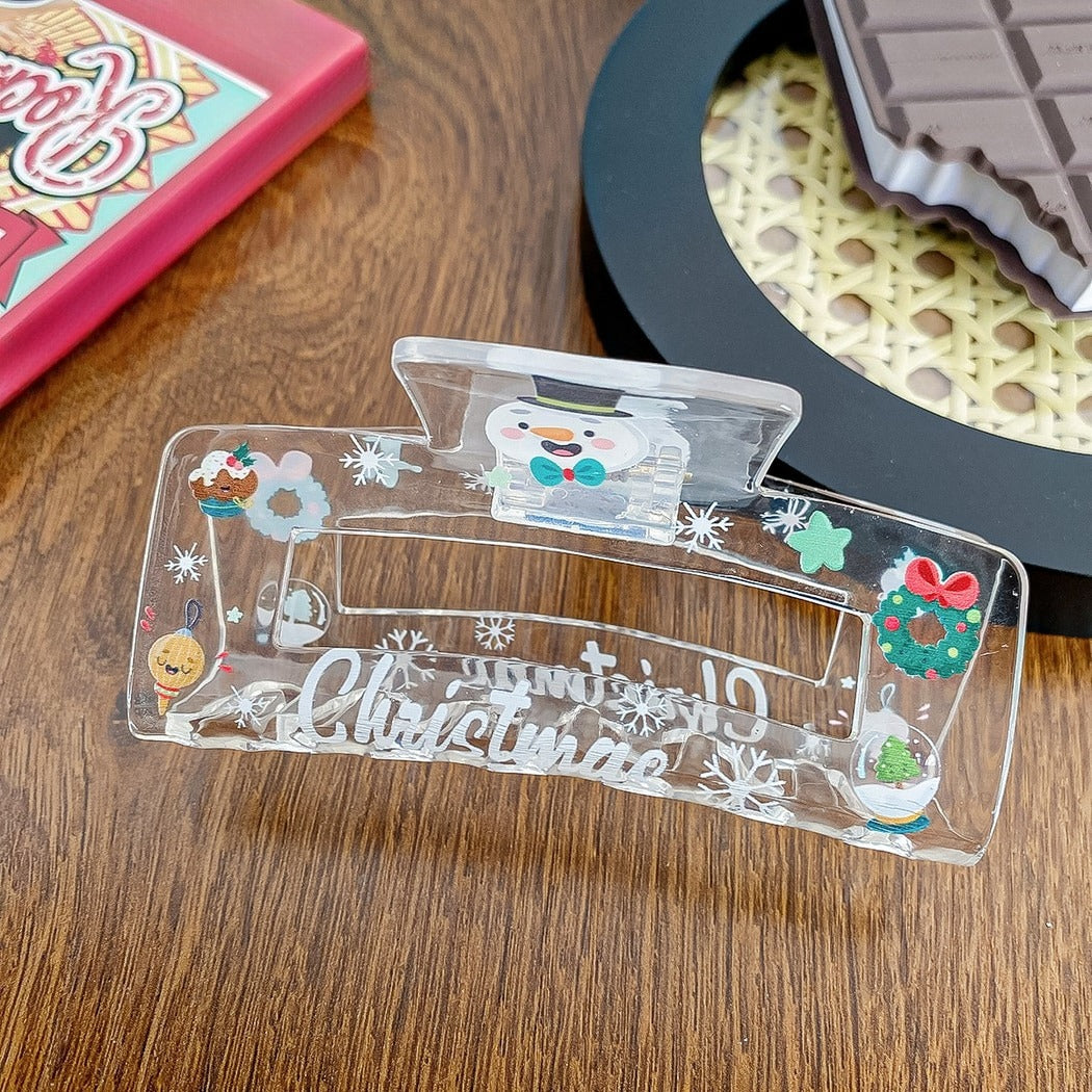 Beau - Christmas Theme Print Openwork Claw Clip
