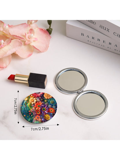 Mirroray - Floral Print Foldable Handheld Tabletop Mirror