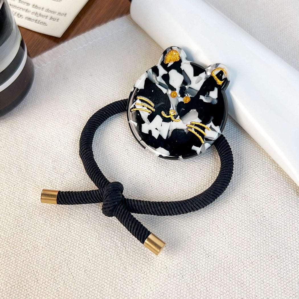 Gifty - Round Disc Cat Motif High Elasticity Hair Tie