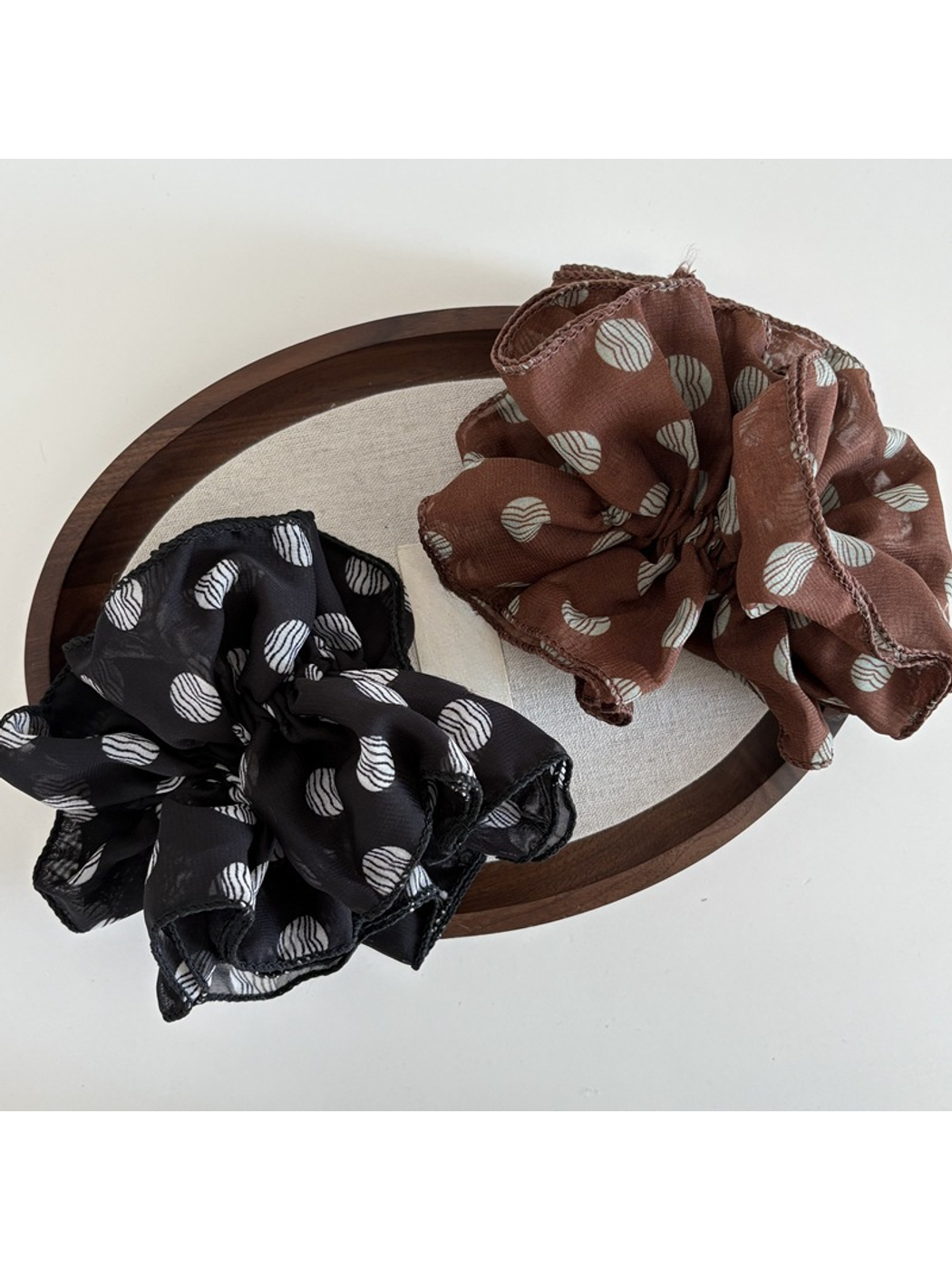 Gifty - Double Layer Chiffon Polka Dot Scrunchie