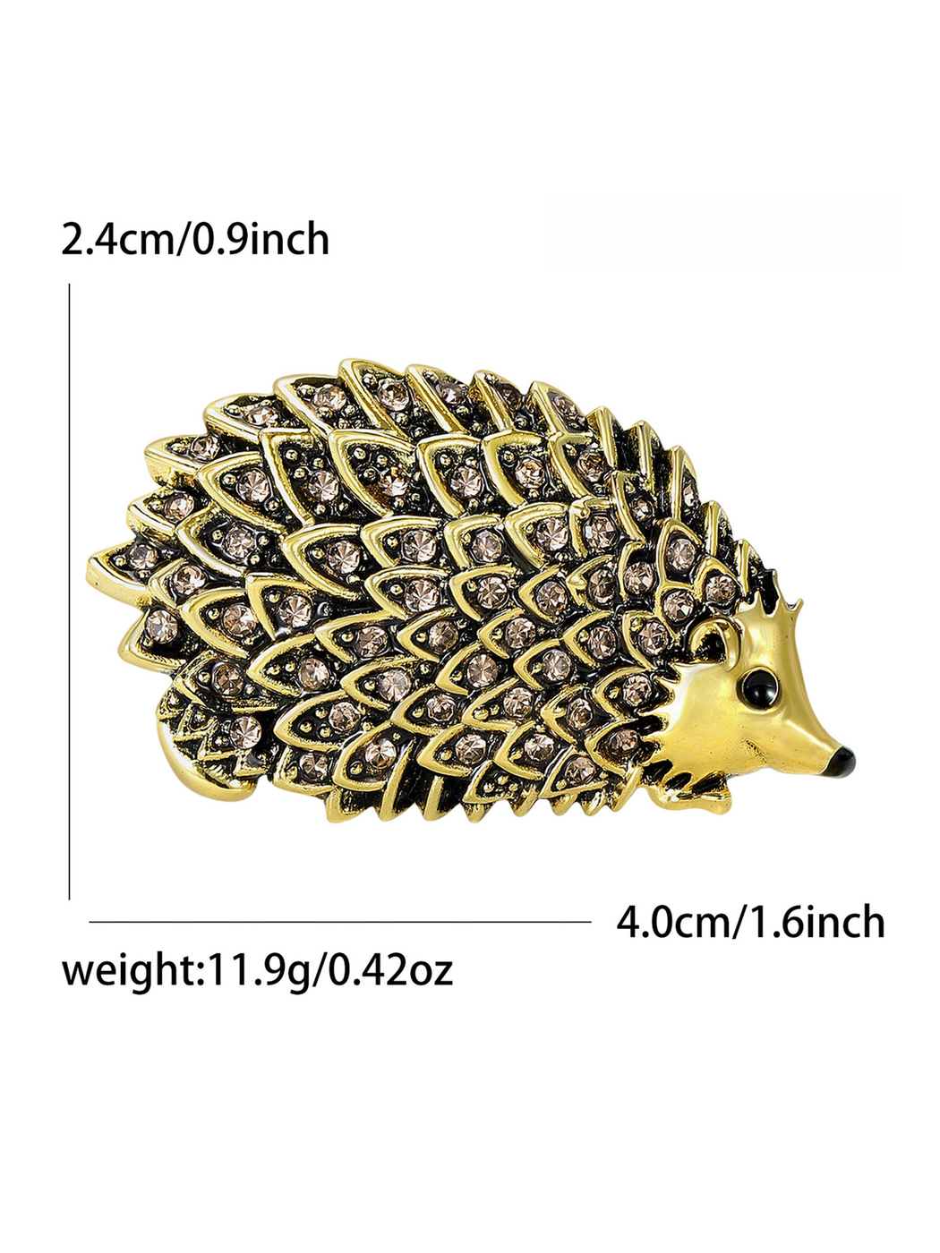 Brovia - Vintage Gold Hedgehog Alloy Brooch Pin