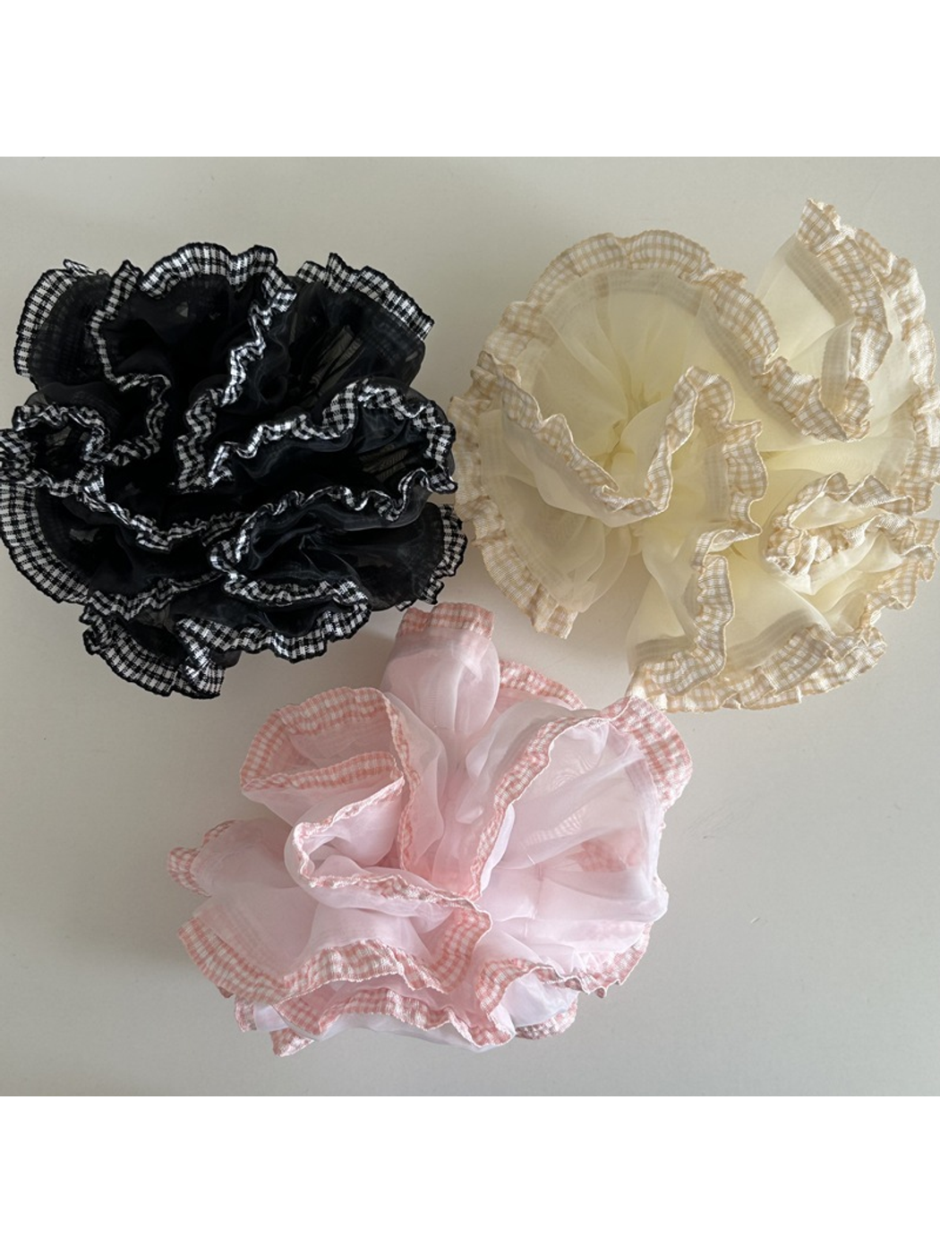 Gifty - Double Layer Lace Trim Organza Scrunchie