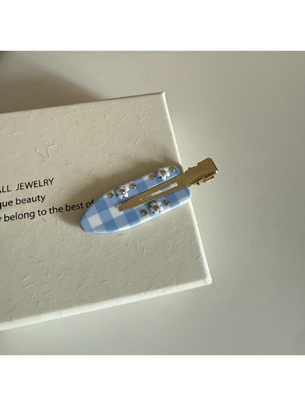 Beau - Bow Checkered Acetate Alloy Hair Clip