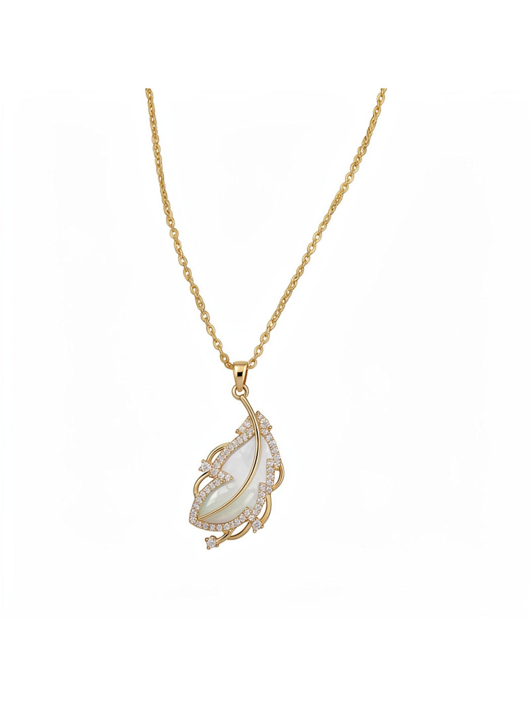 Nozari - Geometric Feather Accent Copper Pendant Necklace