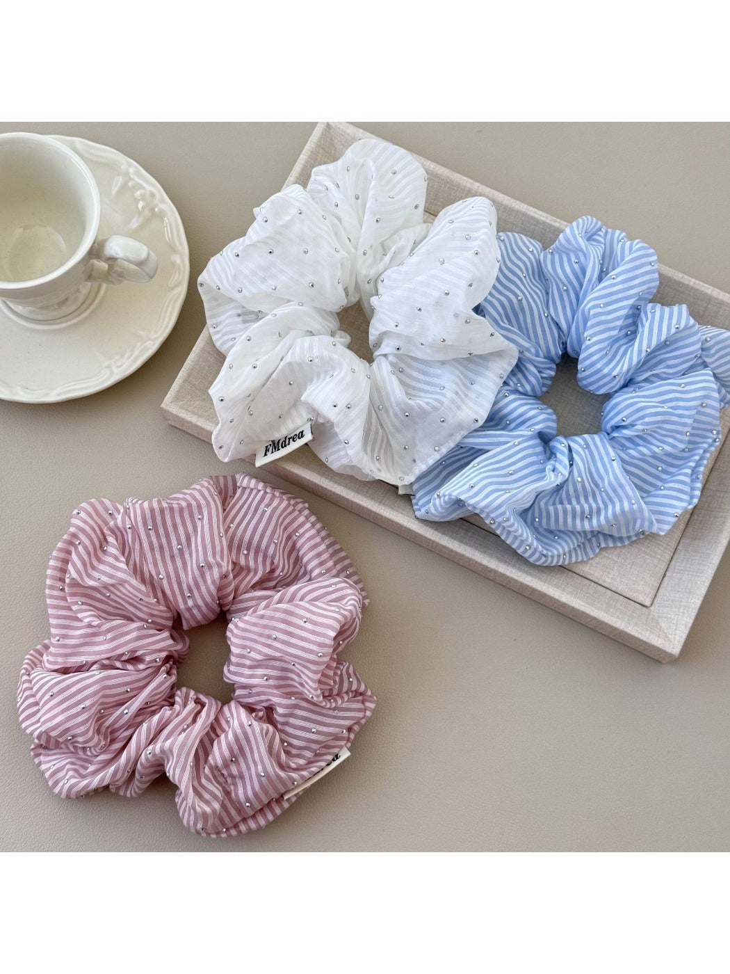 Gifty - Striped Fabric Coil Hair Tie