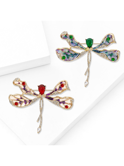 Brovia - Insect Shape Rhinestone Dragonfly Brooch