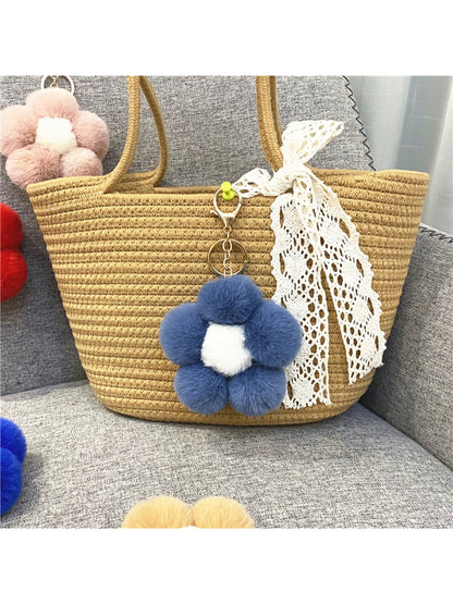 Keypus - Flower Pompom Bag Charm Keychain