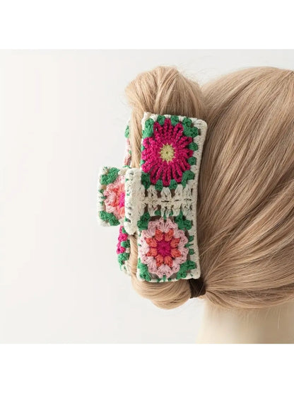 Beau - Colorful Flower Knitted Hairpins