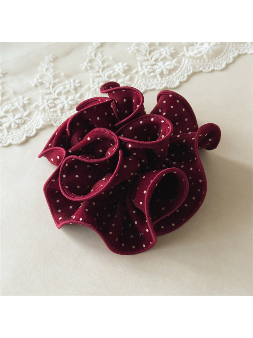 Gifty - Solid Color Polka Dot Ruffle Scrunchie