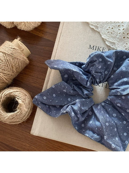 Gifty - White Dot Blue Denim Hair Ties