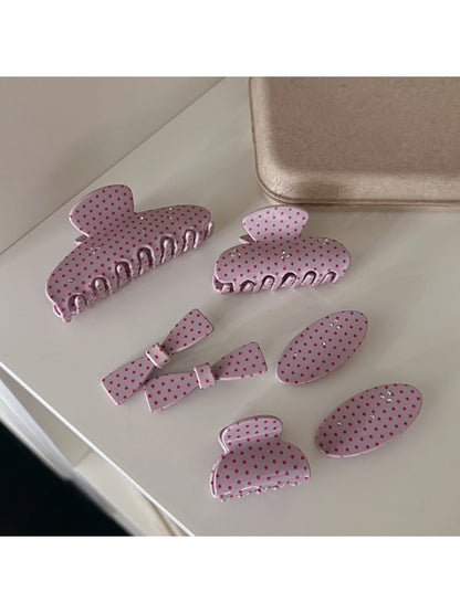 Beau - Pink Polka Dot Hair Claw Clip