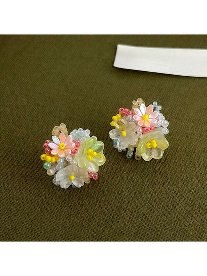 Earedge - Colorful Flower Sweet Stud Earrings