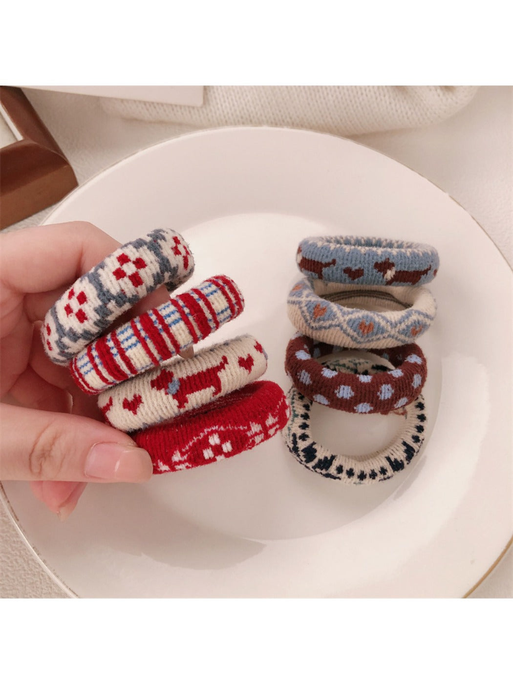 Gifty - Vintage Check Hair Tie (4 Pcs)