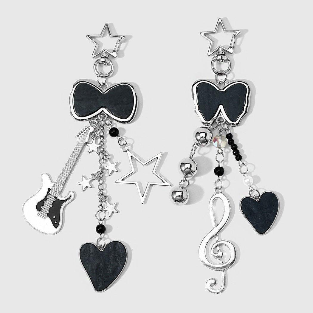 Keypus - Retro Silver Black Guitar Keychain