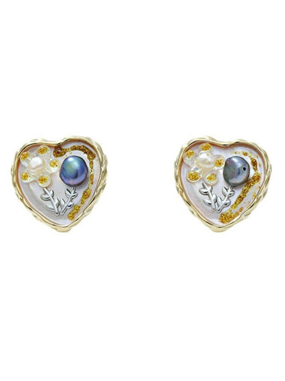 Earedge - Heart Shaped Elegant Oil Painting Style Earrings