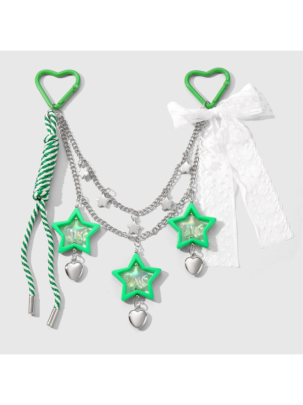 Keypus - Y2K Star Heart Bow Chain Bag Charm Keychain