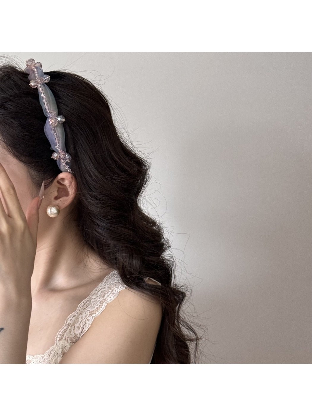 Gifty - Decorative Mesh With Beaded Detail Headband