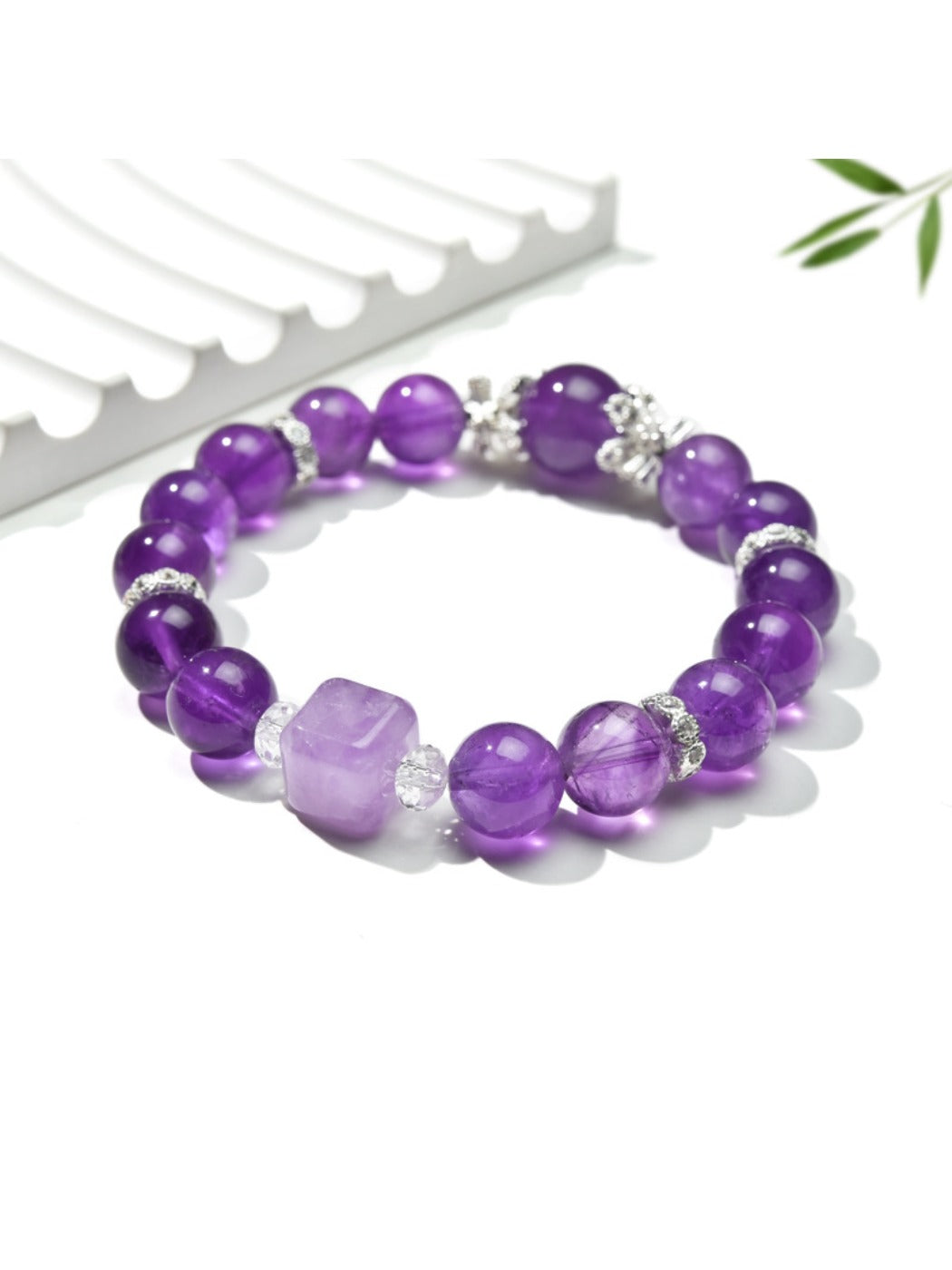 Side view of Lovra elegant bracelet highlighting the crystal bead arrangement