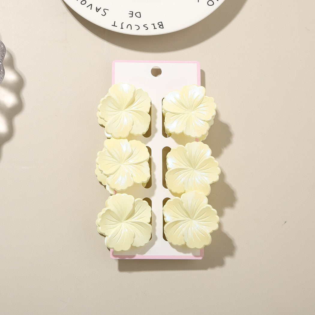 Beau - Glossy Floral Plastic Alloy Claw Clip Set