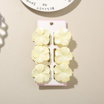 Beau - Glossy Floral Plastic Alloy Claw Clip Set