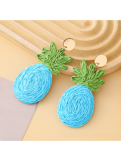 Earedge - Pineapple Raffia Alloy Drop Earrings