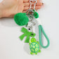 Keypus - Green Pom Pom Bow Turtle Keychain