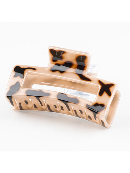 Beau - Leopard Print Openwork Square Claw Clip
