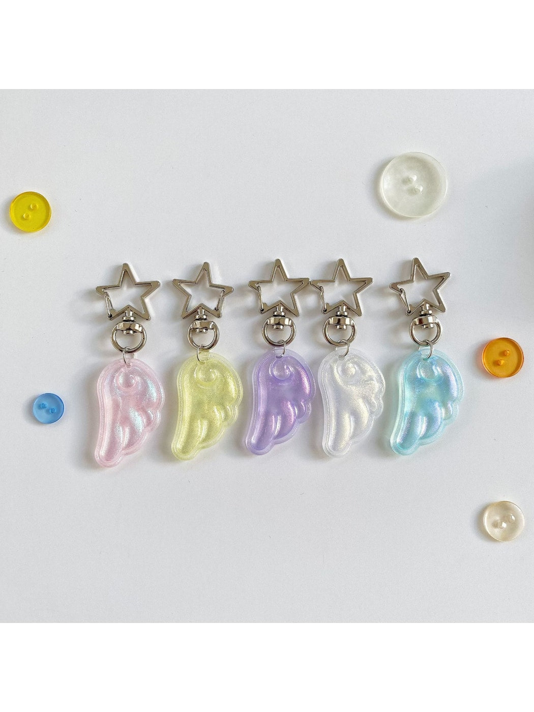 Keypus - Shimmery Acrylic Angel Wing Star Keychain