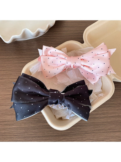 Beau - Polka Dot Satin Bow Hair Clip