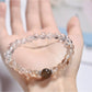 Side view of Lovra crystal bead bracelet displaying color block pattern and bead texture
