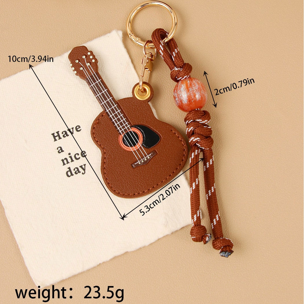 Keypus - Minimalist Guitar Pendant PU Bag Charm Keychain