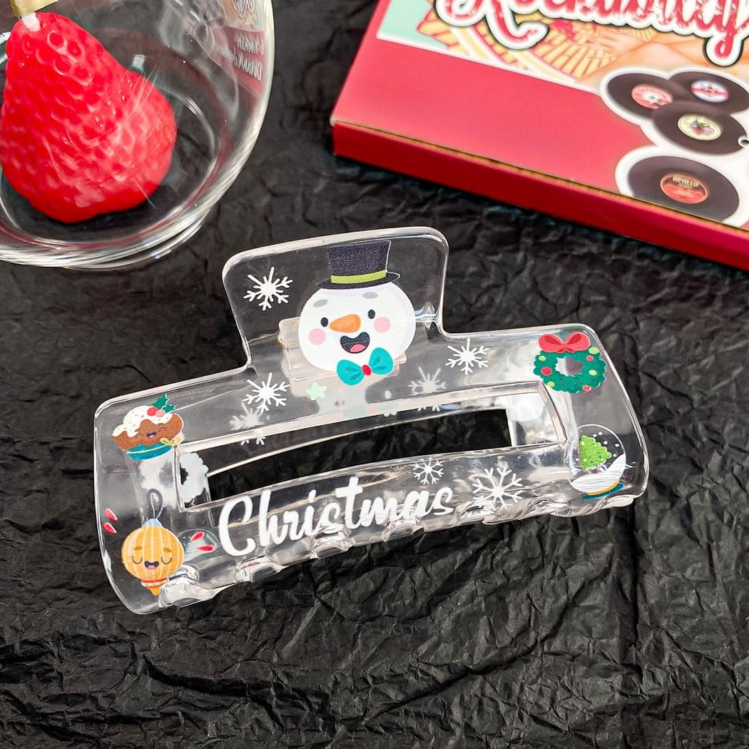 Beau - Christmas Theme Print Openwork Claw Clip