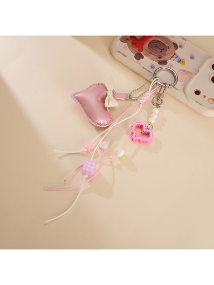 Keypus - Faux Leather Heart Bow Purse Charm Keychain