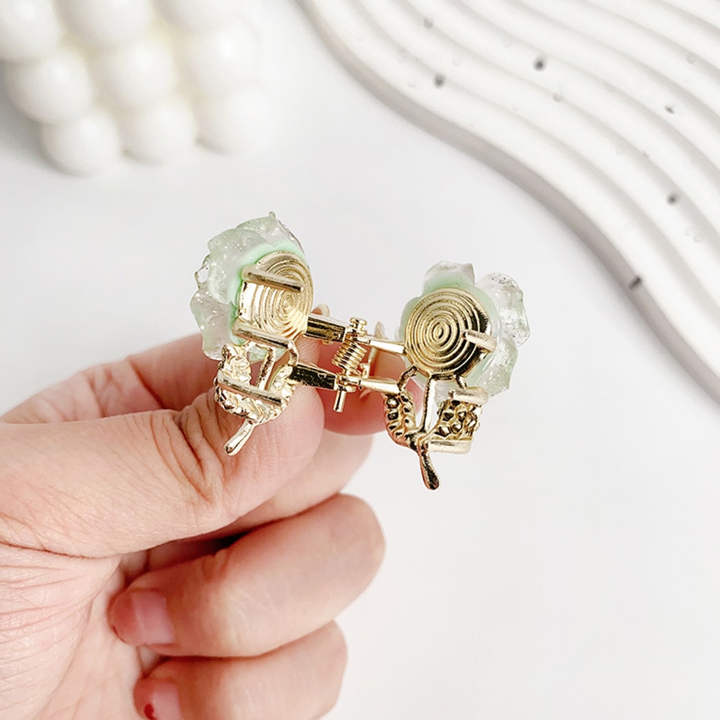 Beau - Mini Glitter Rose Design Claw Clip