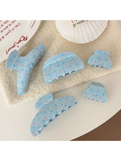 Beau - Floral Bow Print Acetate Claw Clip