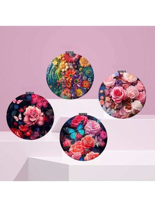 Mirroray - Floral Print Foldable Handheld Tabletop Mirror
