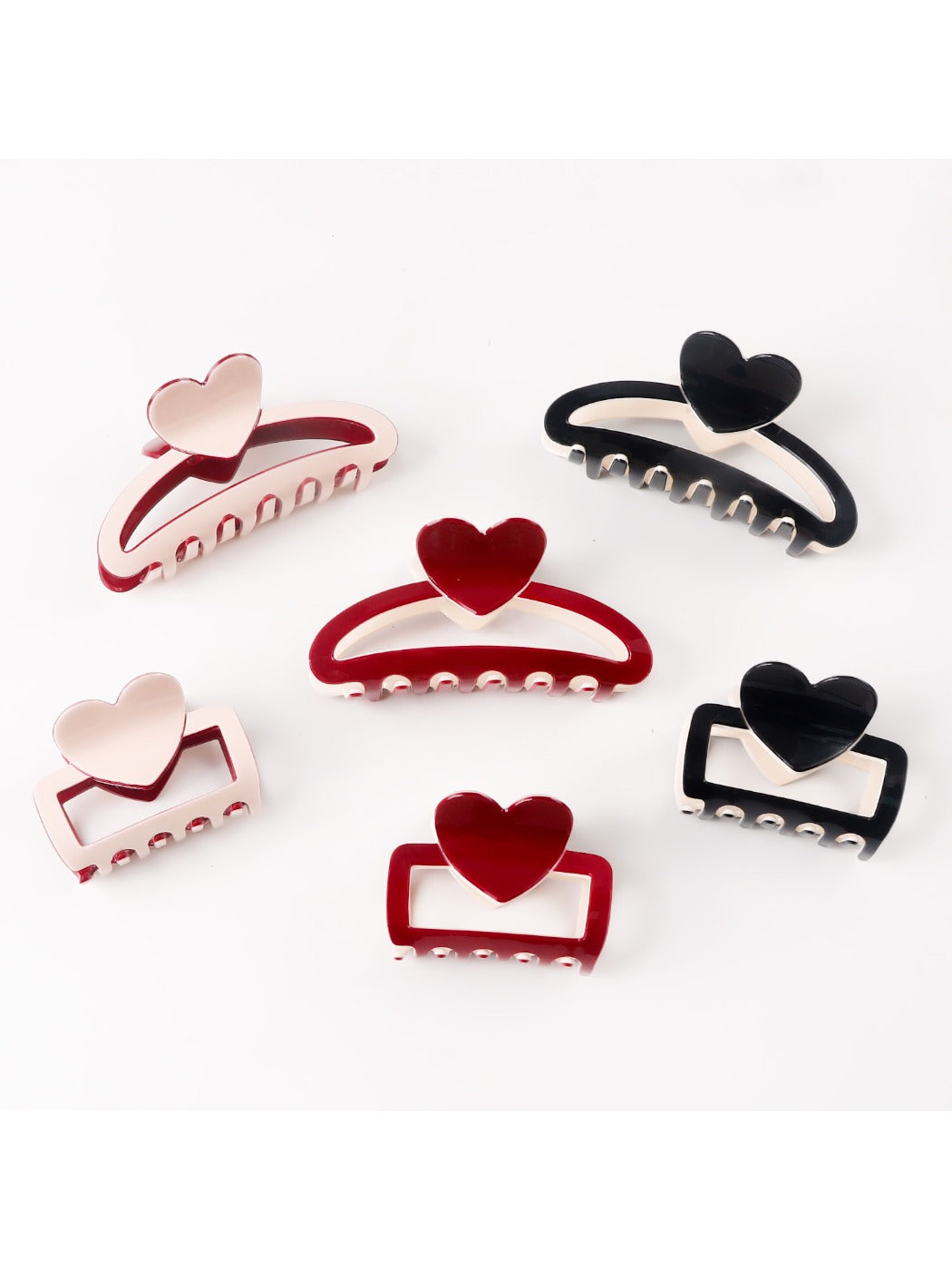 Beau - Color Blocking Heart Hair Claw Clip
