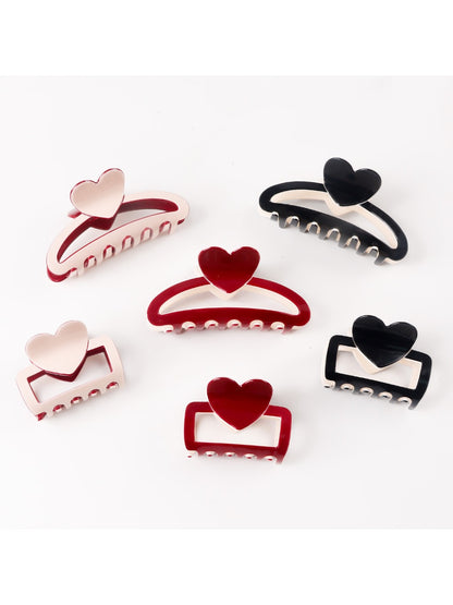 Beau - Color Blocking Heart Hair Claw Clip