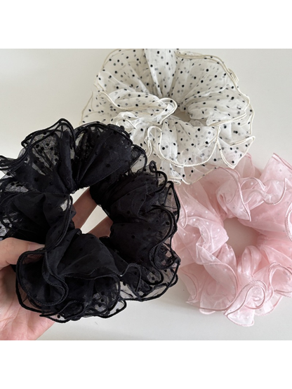 Gifty - Polka Dot Layered Mesh Hair Scrunchie