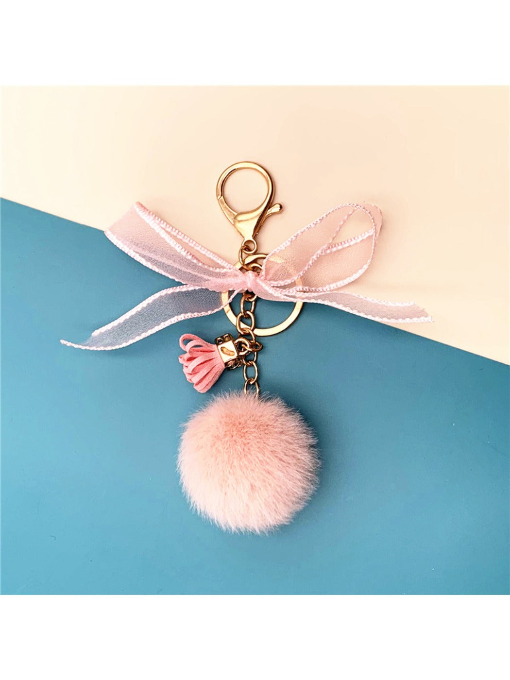 Keypus - Lace Bow Pompom Bag Charm Keychain